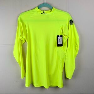 Rip Curl Men's or Women’s Unisex Neon Yellow Rash Guard Surfing Water NWT Large